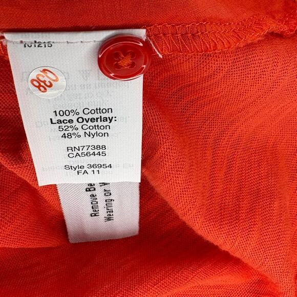 NWT J. Crew Orange Lace Front Button Henley Tank Womens Sz S - Picture 5 of 7